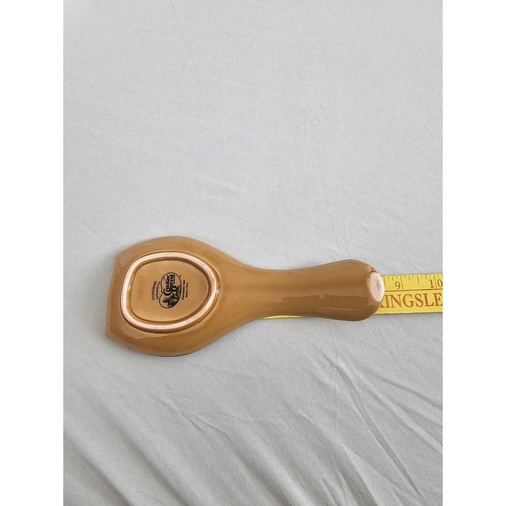Cracker Barrel Spoon Rest Brown Orange Owl Stoneware Kitchen Accessory